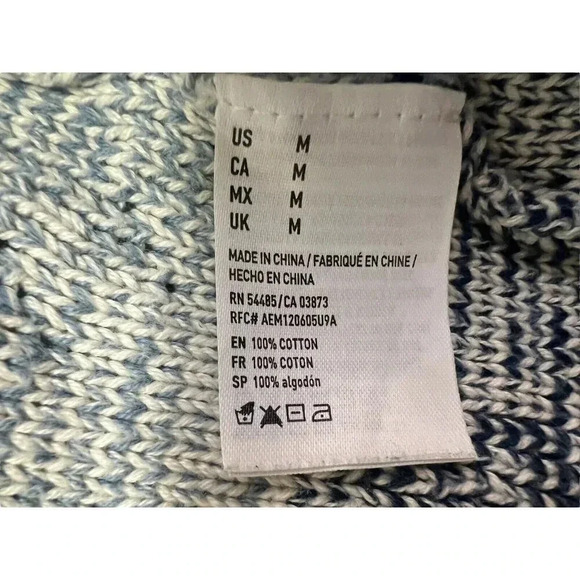 American Eagle Outfitters Boho Southwest Tribal Fringe Blanket Cardigan Blue Med - Picture 10 of 12